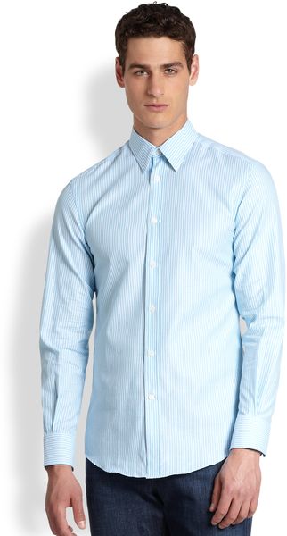 Versace Textured Stripe Sportshirt - Lyst