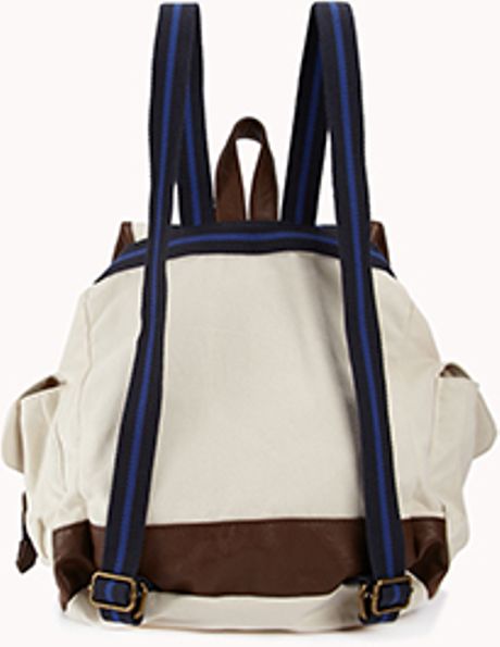Forever 21 Nautical Drawstring Backpack in White (ivorymulti)