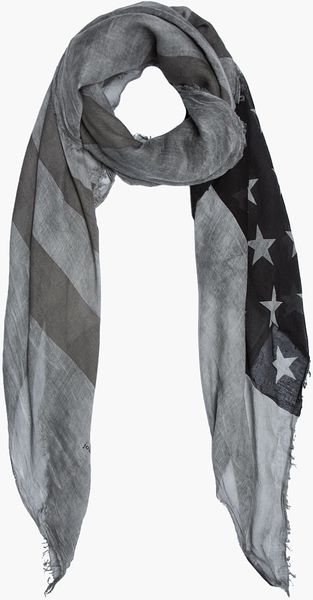 John Varvatos Black and Charcoal Antique Printed American Flag Scarf - Lyst