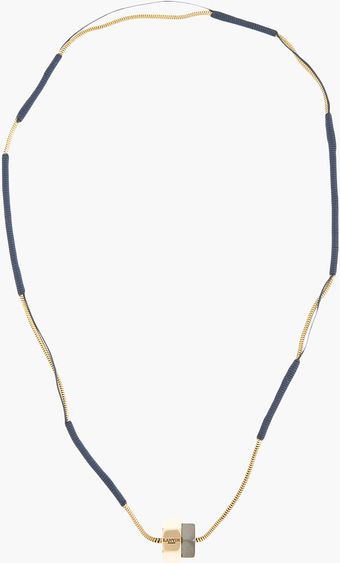Lanvin Gold and Navy Thread Wound Nut Necklace - Lyst