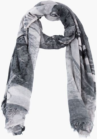 Rick Owens Black and Grey Printed Post Psyc Scarf - Lyst