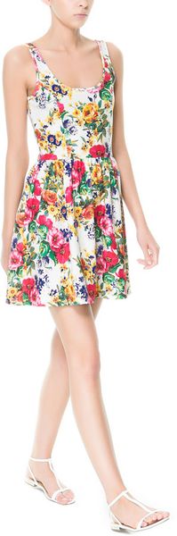 Zara Neon Print Dress - Lyst