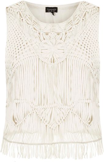 Topshop Knot and Fringe Vest - Lyst