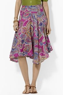 Lauren by Ralph Lauren Ruffled Paisley Cotton Skirt - Lyst
