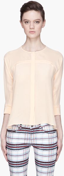 See By Chloé Peach Sheer Silk Blouse - Lyst