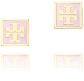 Tory Burch Square Enamel Logo Stud Earring - Lyst