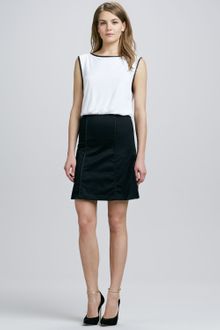 Alice + Olivia Alice Olivia A-line Leather trim Dress - Lyst
