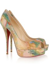Christian Louboutin Troca 140 Python Peeptoe Pumps