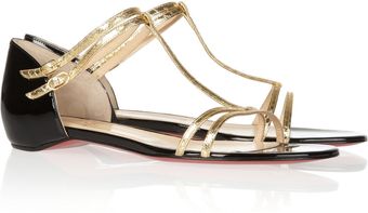 Christian Louboutin Arnold Metallic Water-snake and Patent-leather Sandals - Lyst