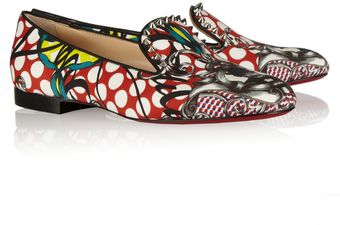 Christian Louboutin Sakouette Printed Cotton sateen Loafers - Lyst