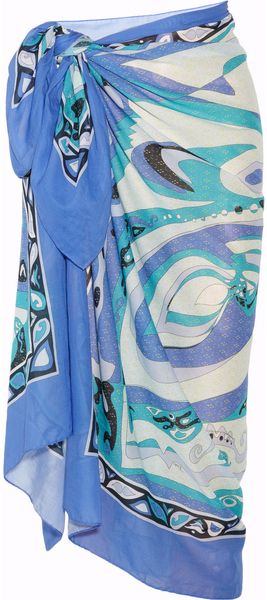 Emilio Pucci Printed Cotton Voile Pareo - Lyst