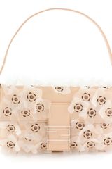 Fendi Cream and Gold Plexi Flowers Shoulder Baguette