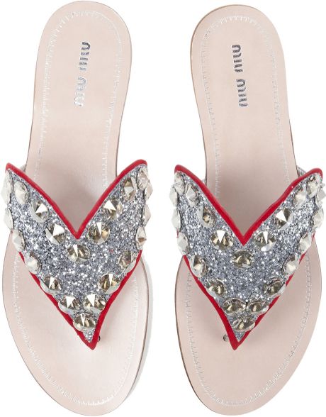 miu miu crystal embellished heels