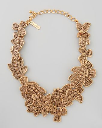Oscar de la Renta Antiqued Lace Bib Necklace - Lyst