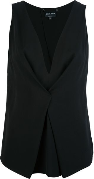 Giorgio Armani Sleeveless Fold Detail Blouse - Lyst