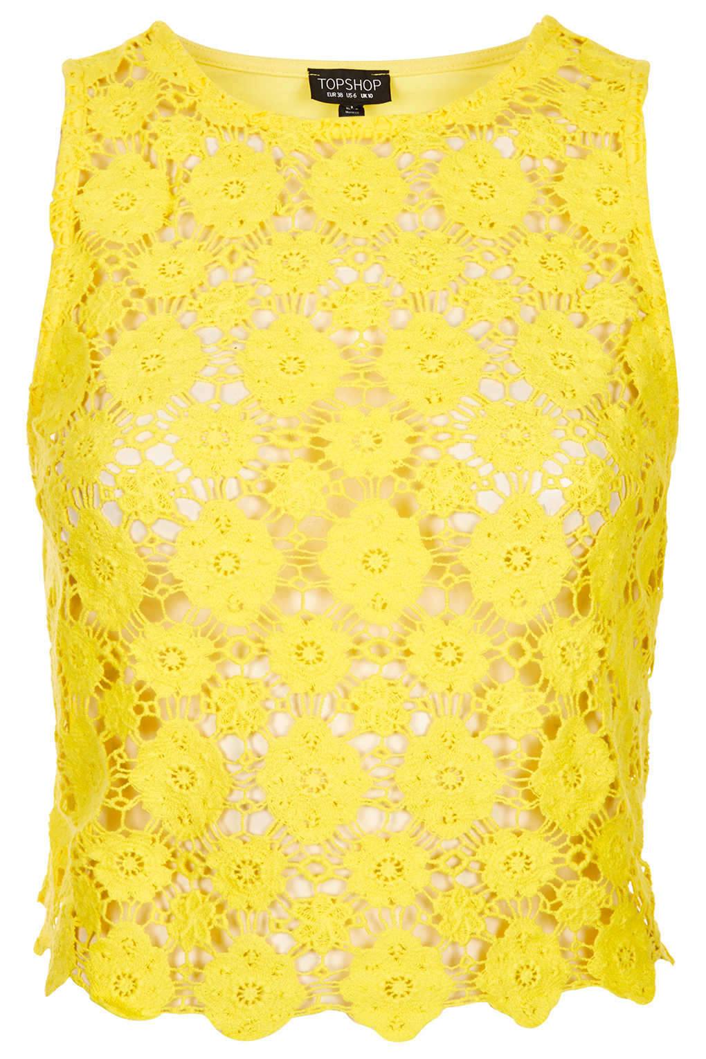 Crochet Crop Top in Yellow Lyst