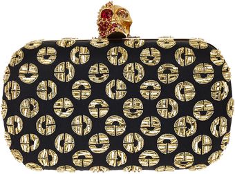Alexander McQueen Black Embroidered Circle Clutch Bag - Lyst