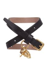 Alexander McQueen Leather Double Wrap Skull Bracelet
