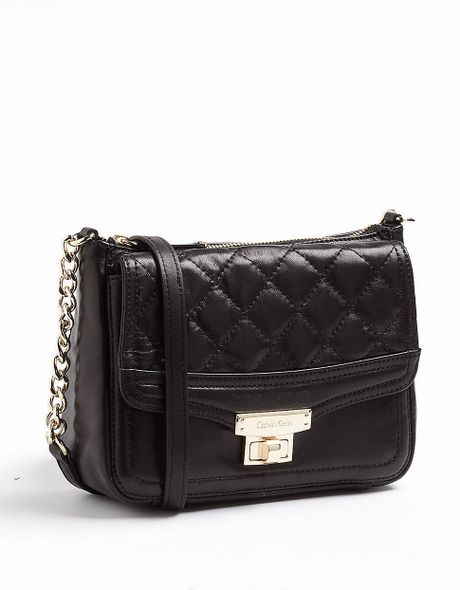 Calvin Klein Leather Quilted Crossbody Bag in Black