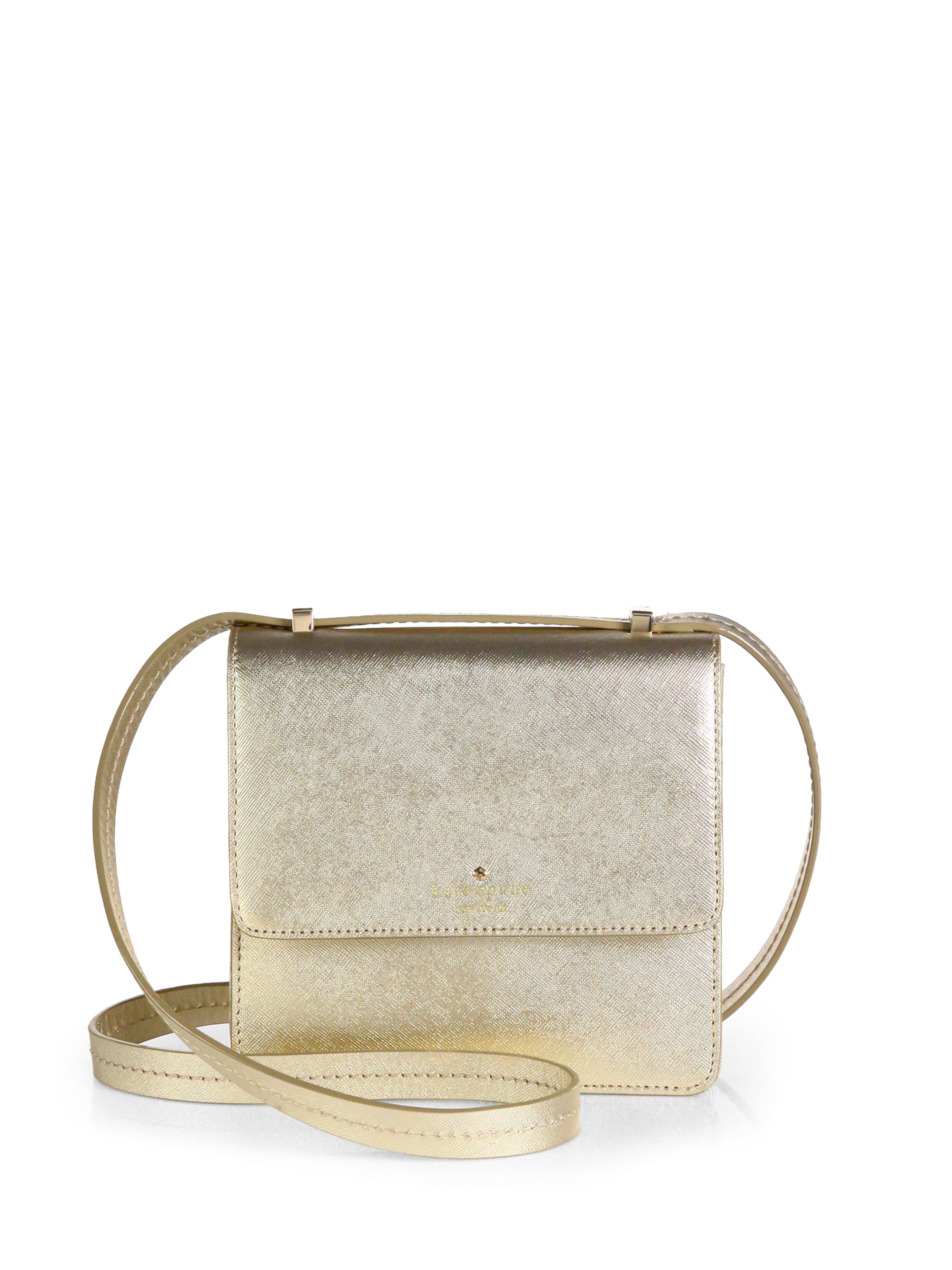 Kate Spade Niconico Metallic Leather Crossbody Bag in Gold | Lyst