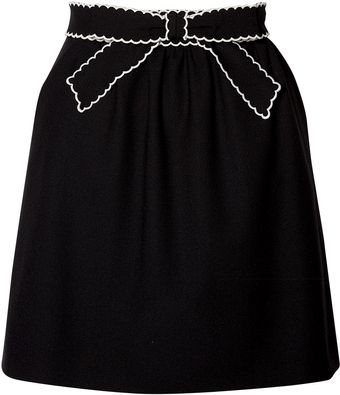 RED Valentino Black Aline Skirt with Ivory Trim - Lyst