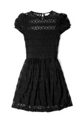 RED Valentino Black Crochet Jersey Dress with Black Trim