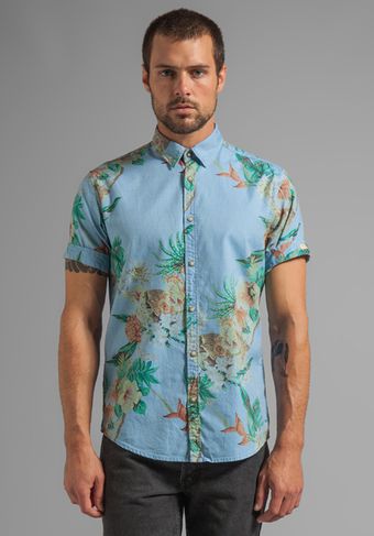 Scotch & Soda Ss Hawaiian Woven Shirt in Blue - Lyst