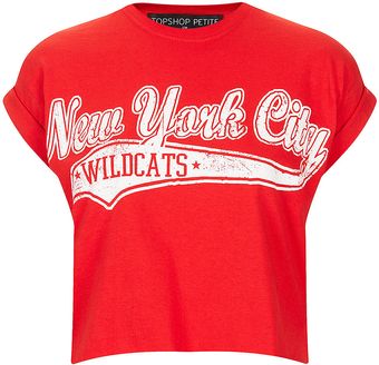 Topshop Petite College Wildcats Crop - Lyst