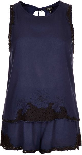 Topshop Embroidery Cami and Shorts Pj Set - Lyst