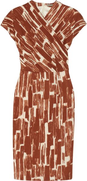 Bottega Veneta Printed Woolcrepe Wrapeffect Dress - Lyst
