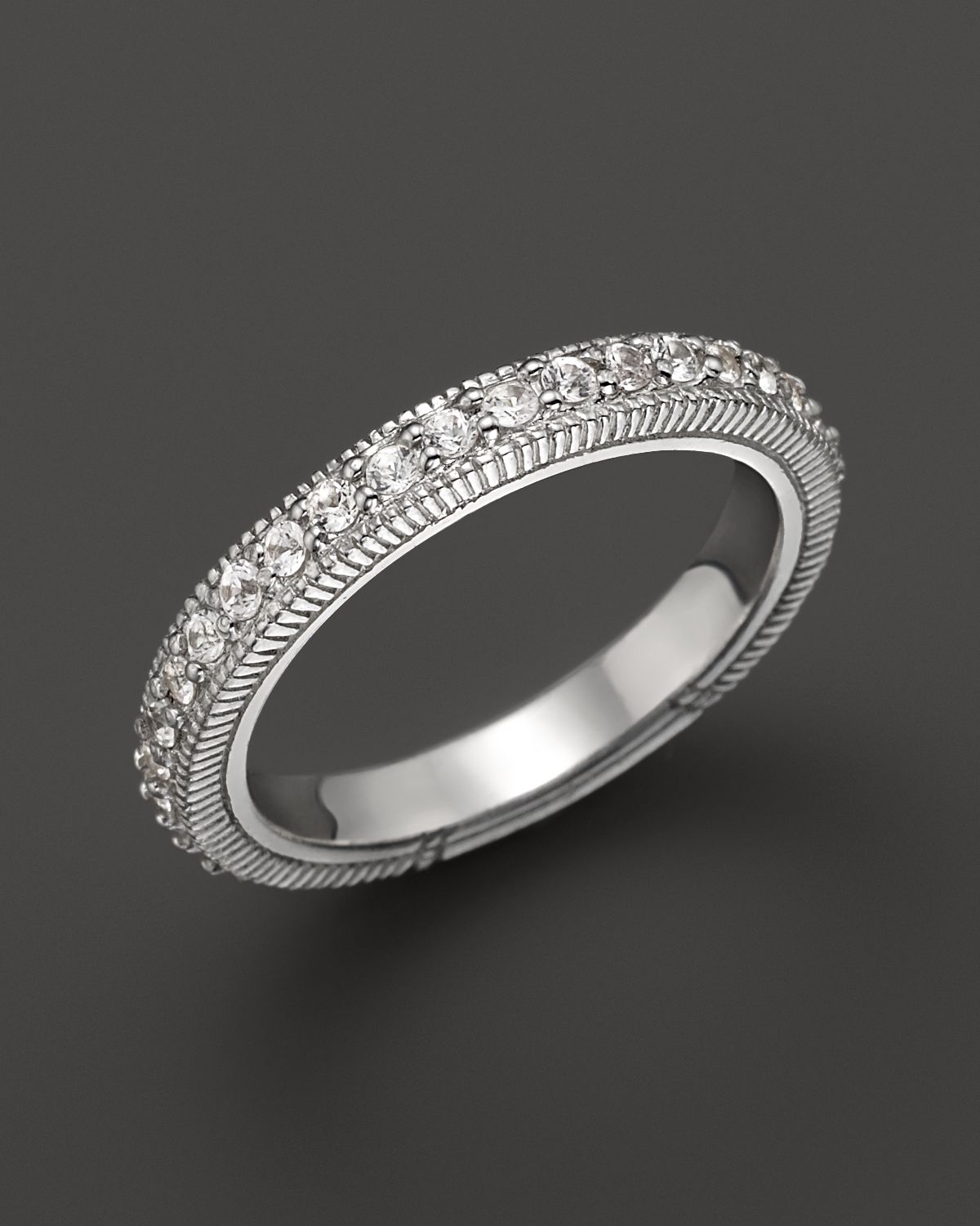 Judith Ripka Sterling Silver Pave Band Ring with White Sapphire in