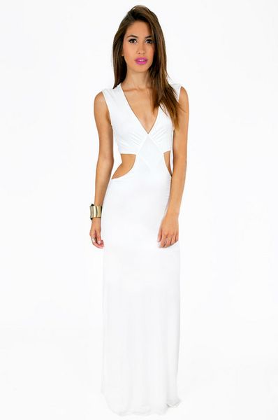 Tobi Justine Side Slit Maxi Dress in White