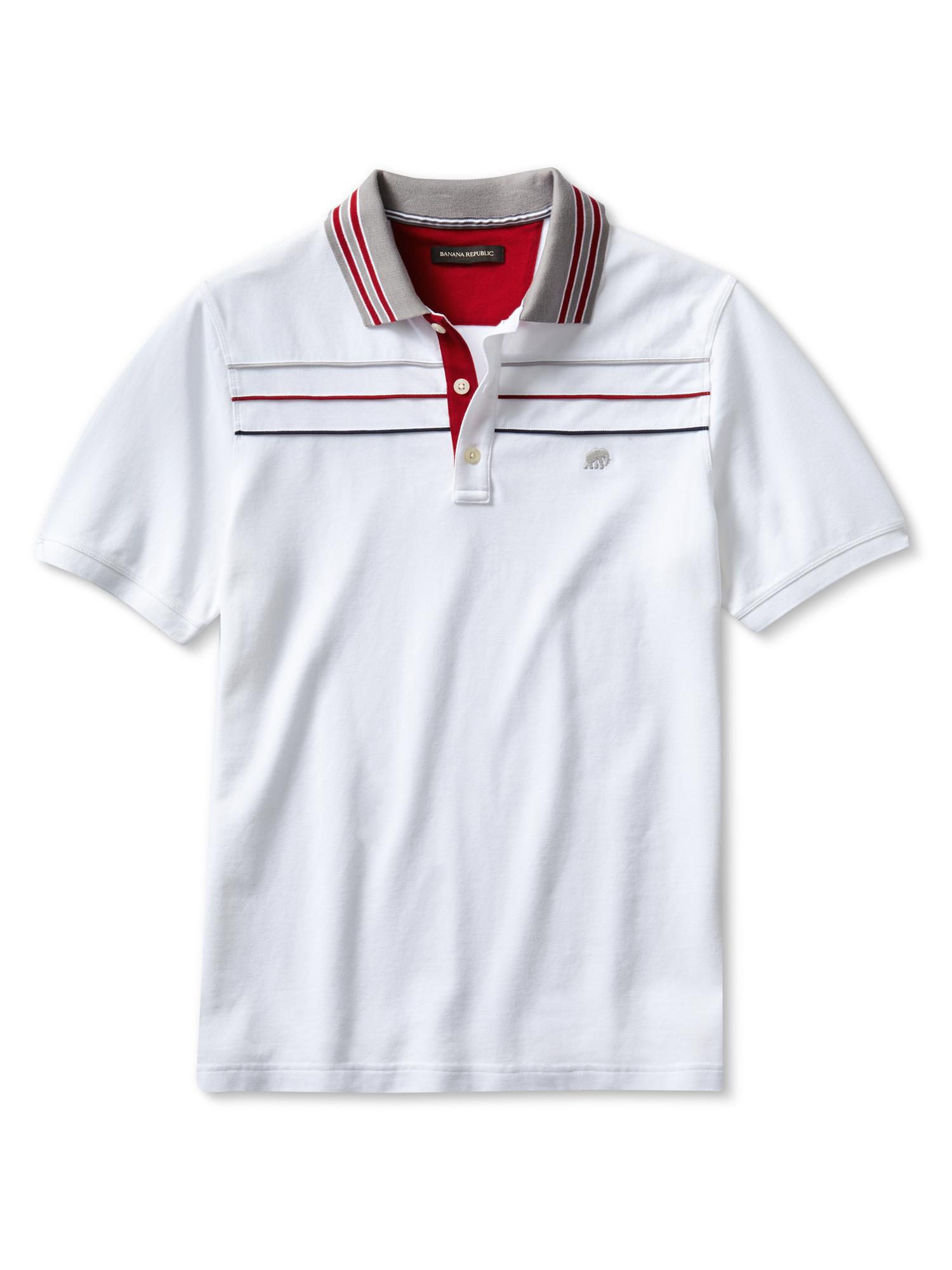Banana Republic Signature Contrast-Stripe PiquÃ© Polo in White for Men