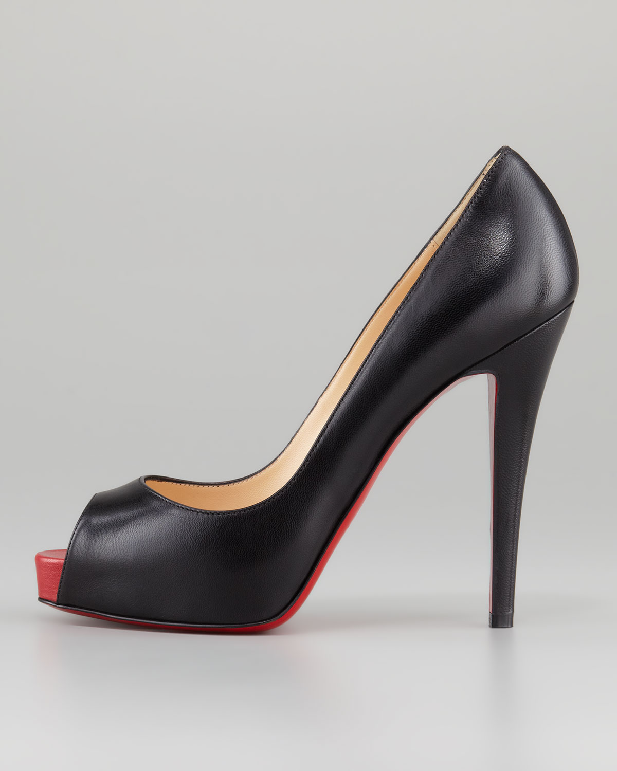 Christian Louboutin Very Prive Leather Platform Red Sole Pump Black in Black (BLACK/RED) | Lyst