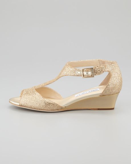 jimmy choo gold wedge sandals