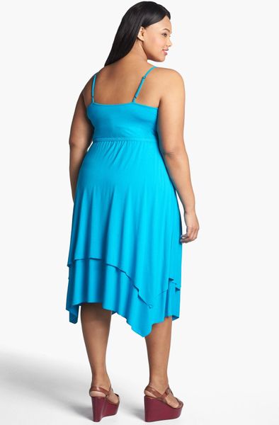 Three Dots Layered Skirt Sundress in Blue (Bright Teal) | Lyst