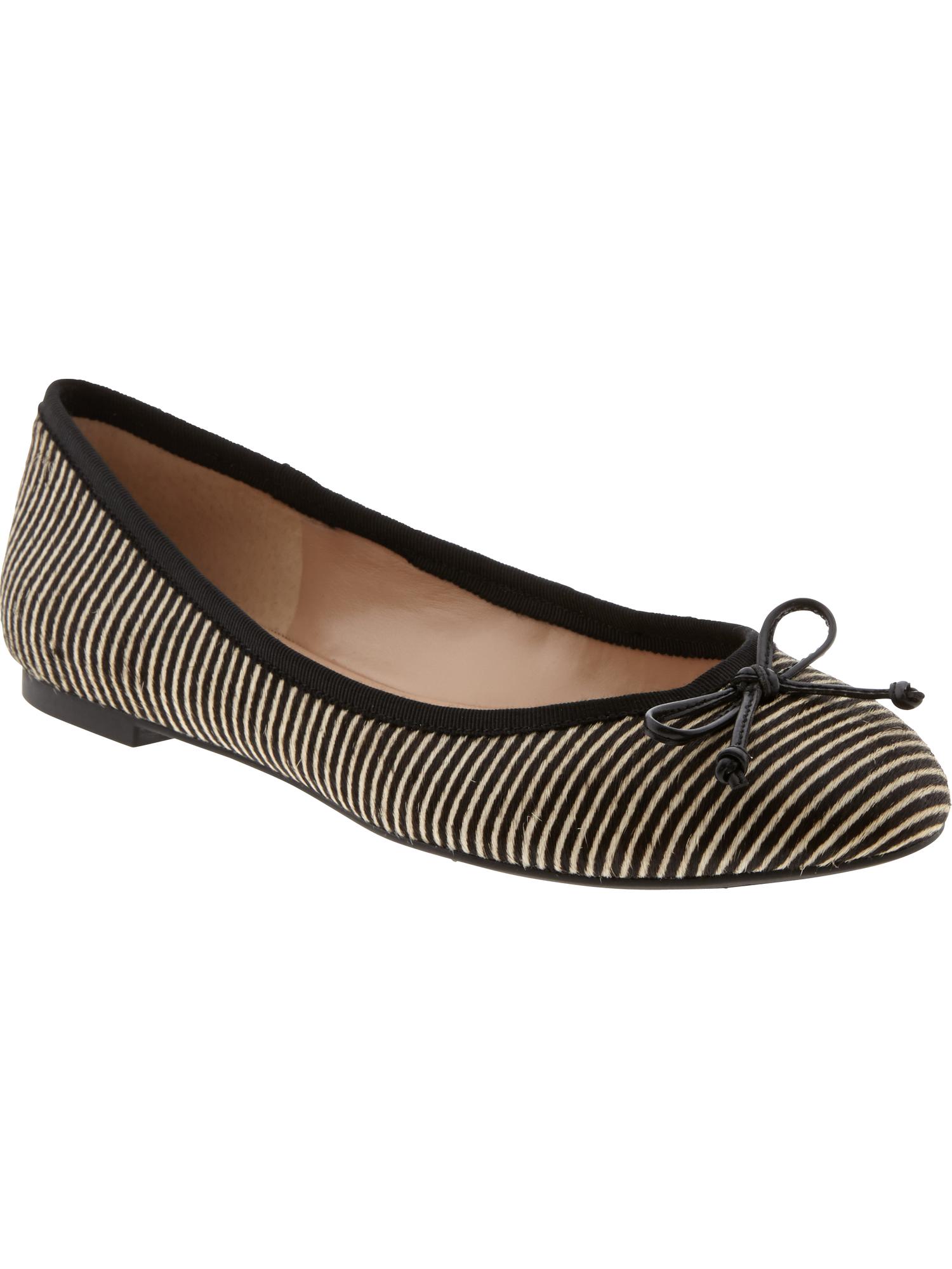 striped flats with bow