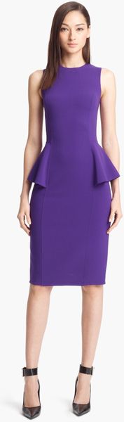 Michael Kors Peplum Wool Crepe Sheath Dress in Purple (Grape)