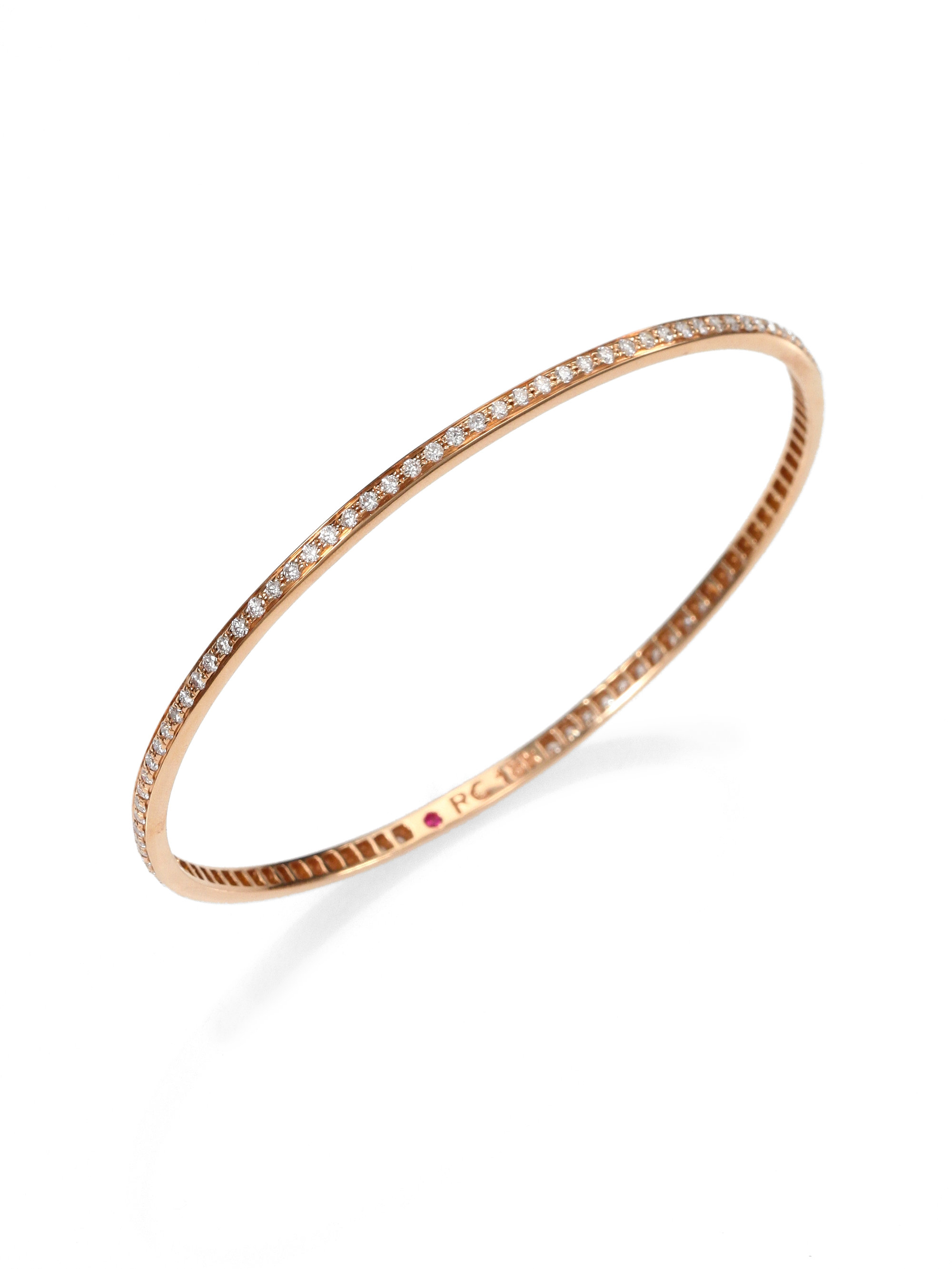 Roberto Coin Diamond 18k Rose Gold Bangle Bracelet in Gold (ROSE GOLD) | Lyst