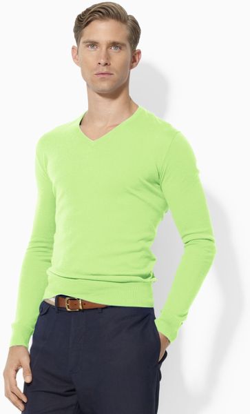 Ralph Lauren Polo Longsleeved Cottoncashmere Vneck Sweater