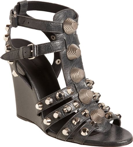 Balenciaga Arena Giant Gladiator Wedge Sandal in Black (silver) | Lyst