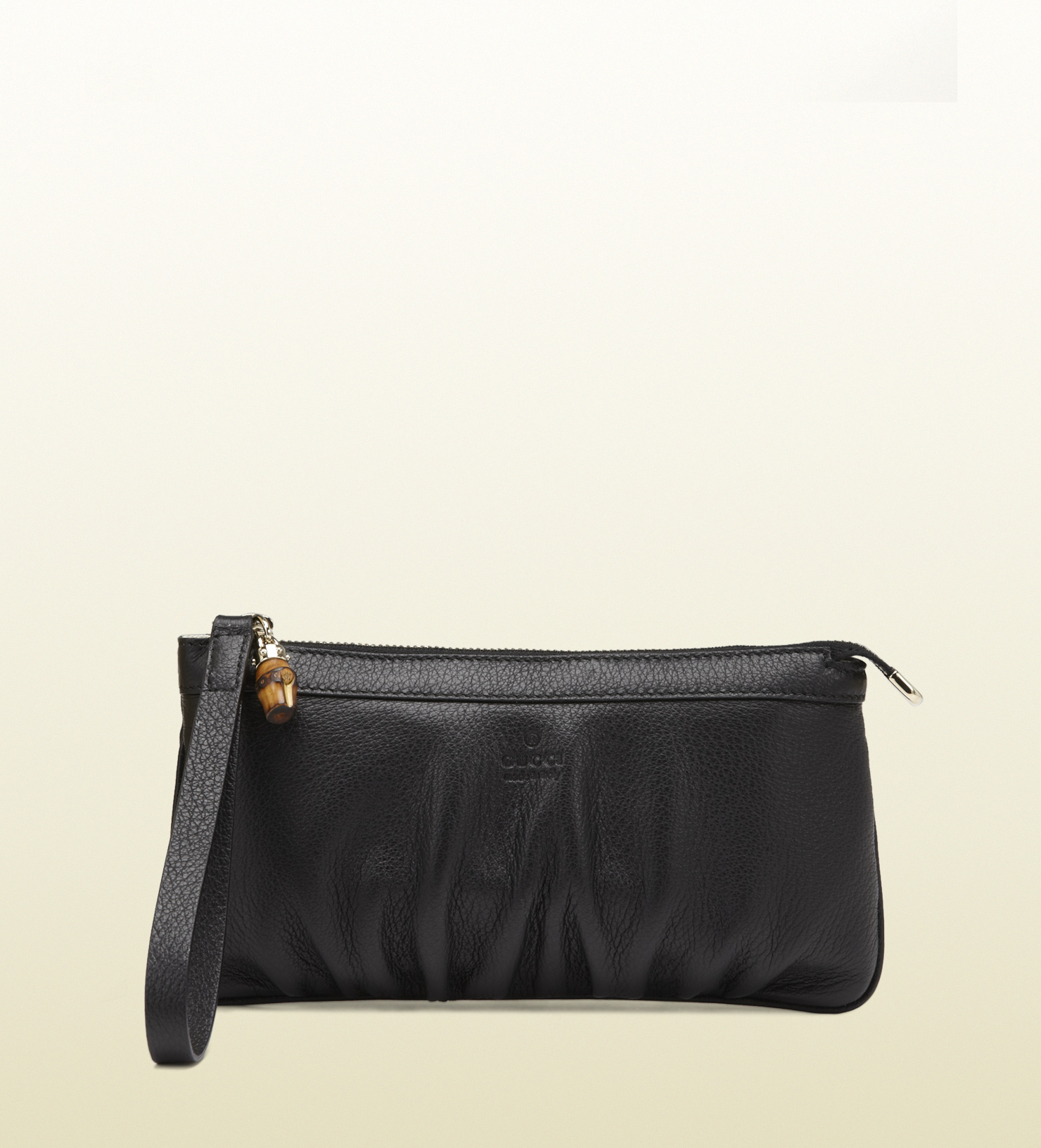 gucci black leather wristlet