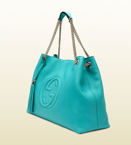 Gucci Soho Light Blue Leather Shoulder Bag in Blue Gucci Soho Light Blue Leather Shoulder Bag in Blue