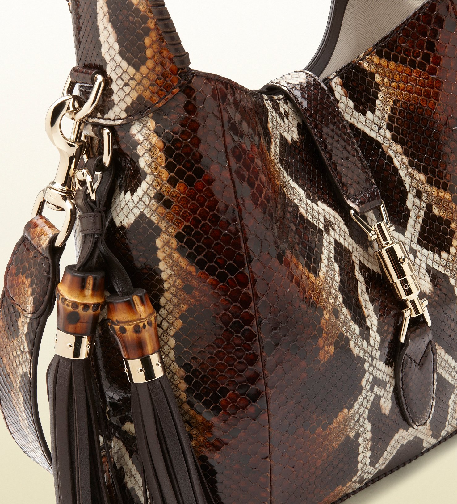 Lyst Gucci New Jackie Python Shoulder Bag In Brown