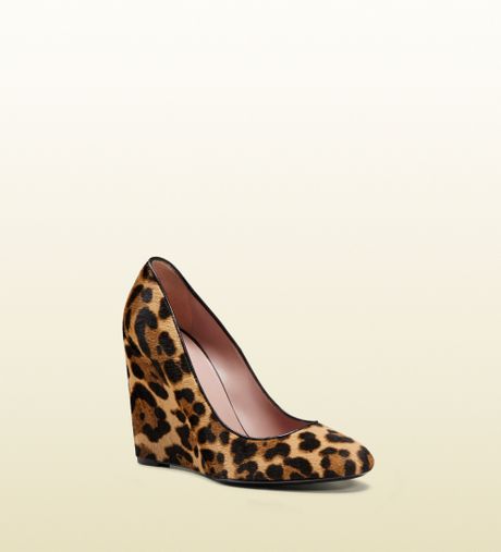Gucci Charlen Jaguar Print Wedge Pump in Animal (jaguar) | Lyst