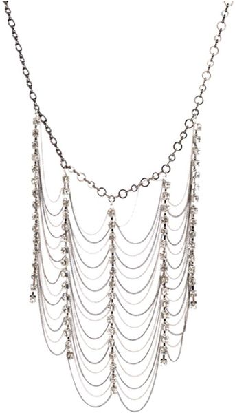 Adia Kibur Multi Tier Necklace With Crystals in Silver (Hematite)