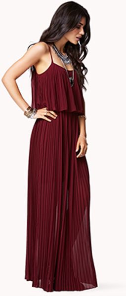 Forever 21 Layered Maxi Dress in Purple (BURGUNDY)