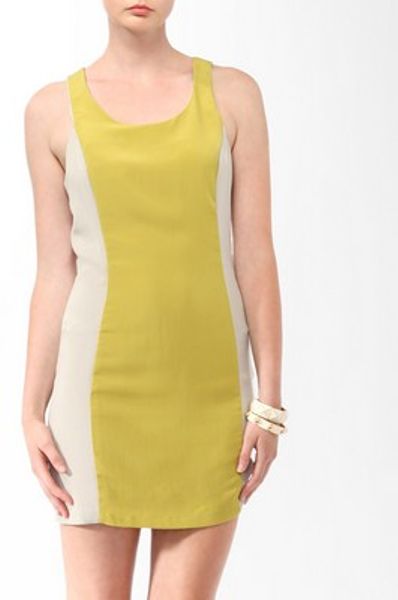 Forever 21 Colorblocked Cutout Back Dress in Yellow (MUSTARDGREY)