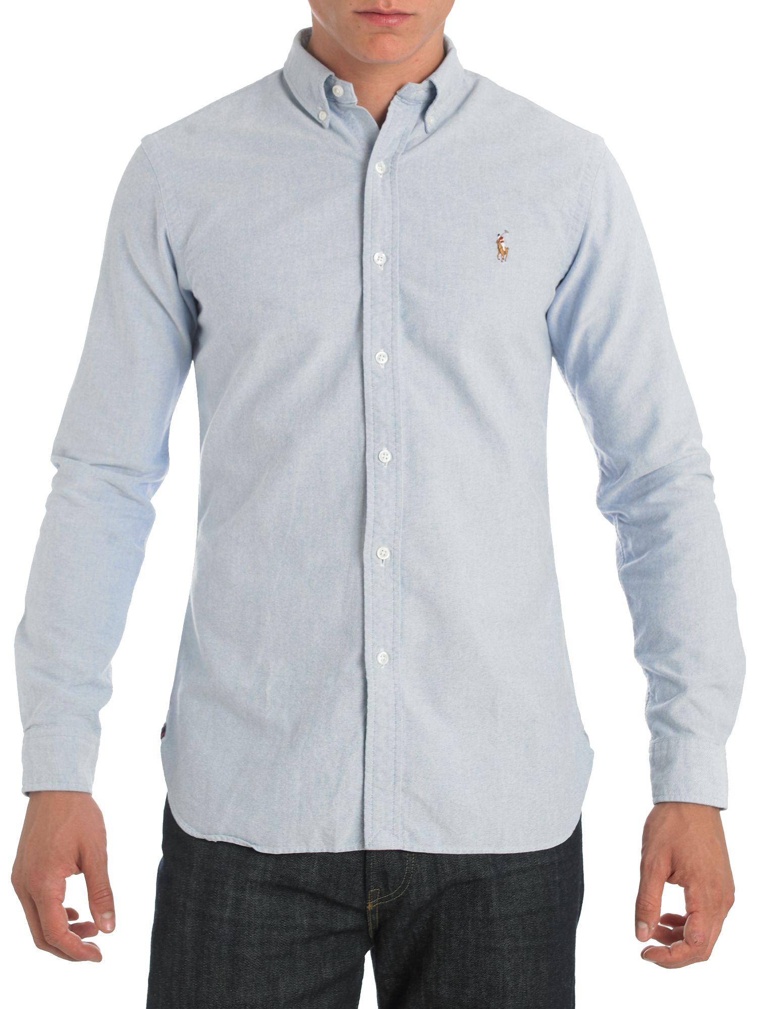 ralph lauren slim fit oxford shirt aegean blue