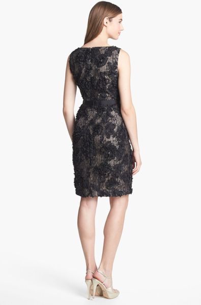 Calvin Klein Ruffled Lace Sheath Dress In Black Lyst